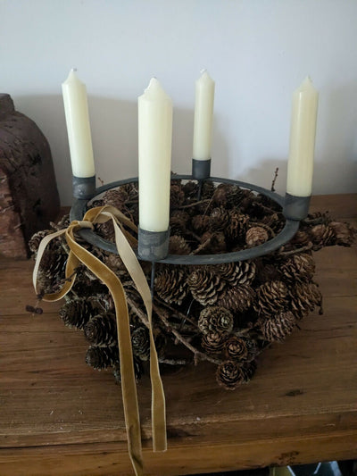 Christmas Gift Set, Larch Wreath, Advent Candle Holder With Candles