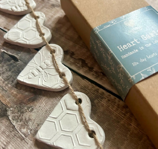 Honey Bee Clay Heart Garland