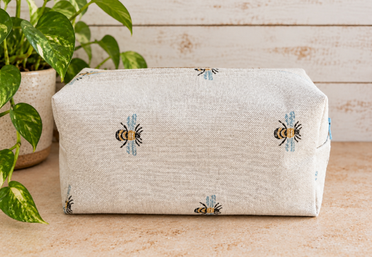 Handmade Natural  Bee fabric  Wash Bag – Travel Toiletries