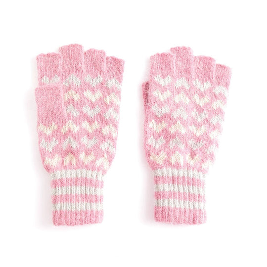 Fingerless Gloves with Love Heart Design