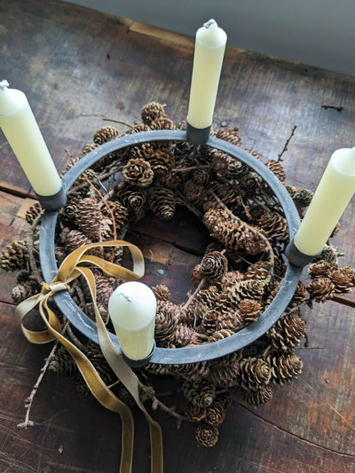 Christmas Gift Set, Larch Wreath, Advent Candle Holder With Candles