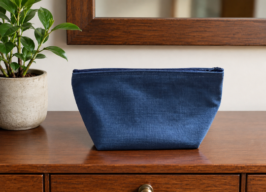 Handmade Navy Cotton Washbag – Travel Toiletries