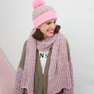 Florence Twist Oversized Knitted Scarf - Pink