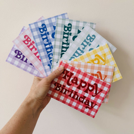 Multipack of Gingham Birthday Cards