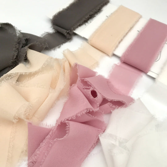 Faux Silk Ribbon with Frayed Edge. 5 meters