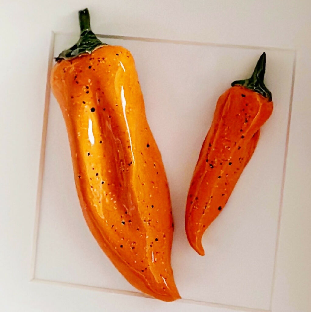 Ceramic Kitchen Wall Art: Orange Peppers