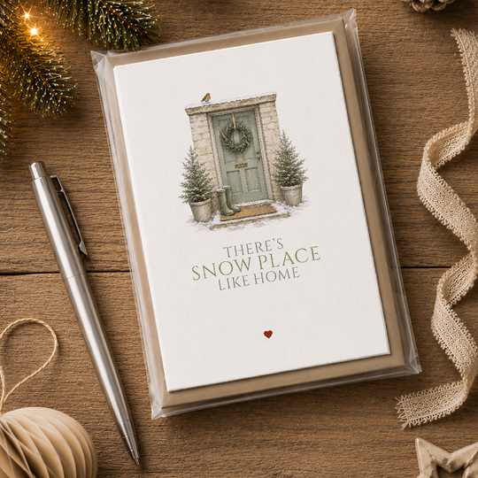 Pack of 5, Snow place like home, plantable wildflower seed Christmas cards
