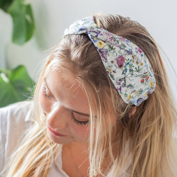Holme & Moss Liberty Twist Headband on Model - Wild Flowers Print | Country Living Marketplace