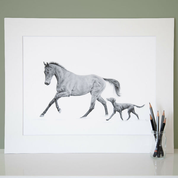 Companions| Signed limited edition print| Monochrome graphite pencil