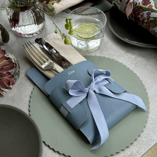 Recycled Leather Cutlery and Napkin Holder