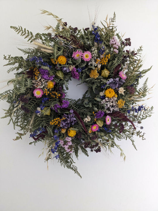 Handmade everlasting wreath from dried flowers