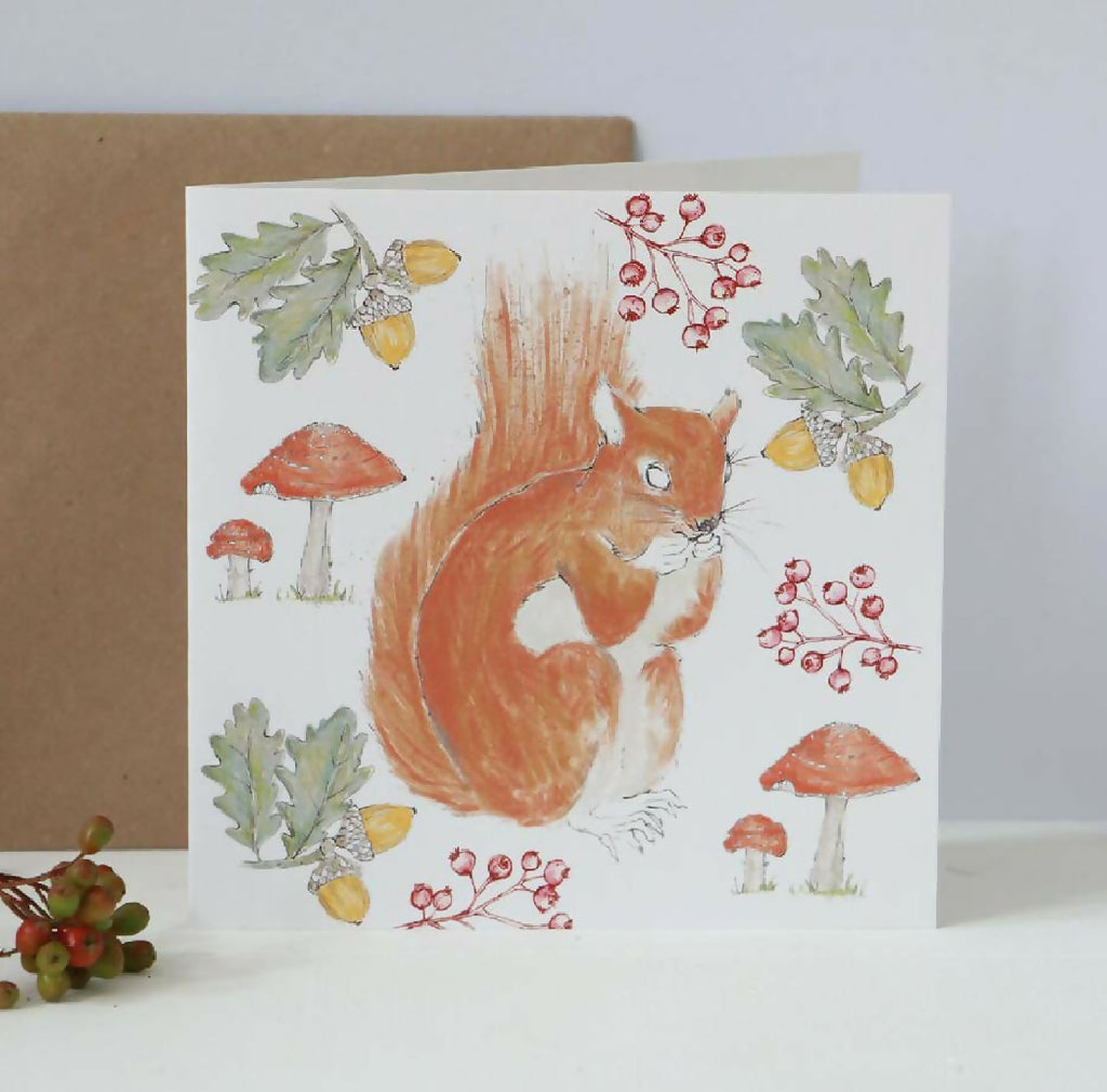 Red Squirrel Sustainable Christmas Card