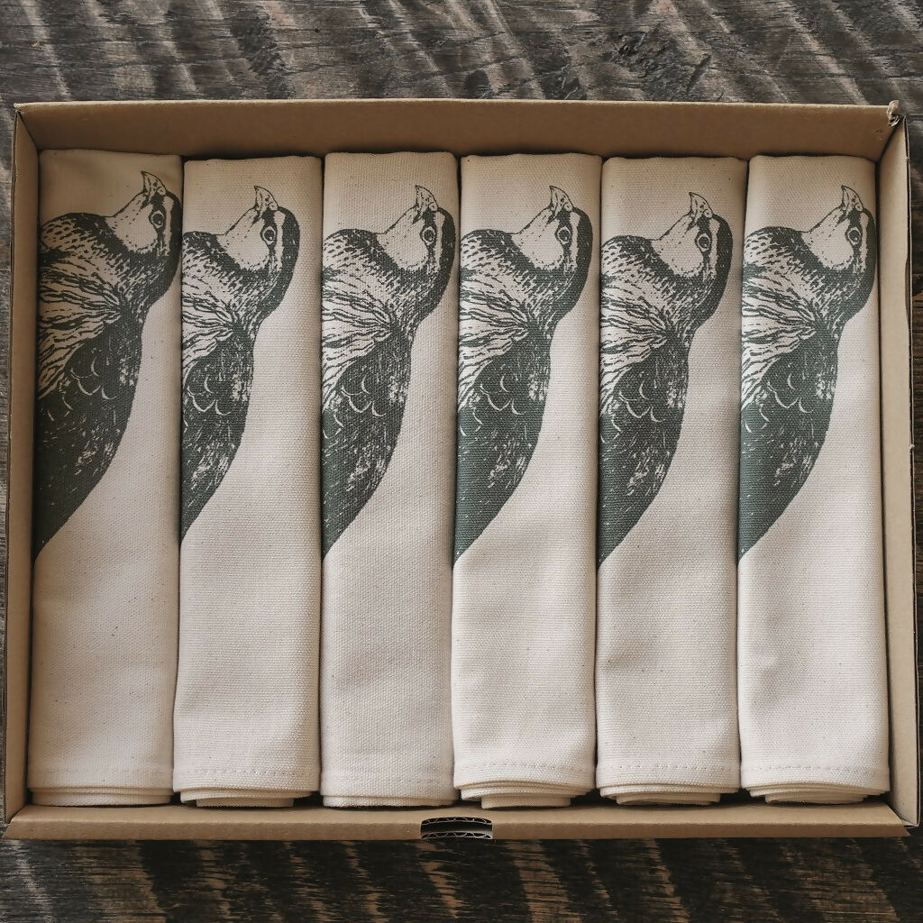 Organic Cotton Red-Legged Partridge Napkin – Boxed Set of 6