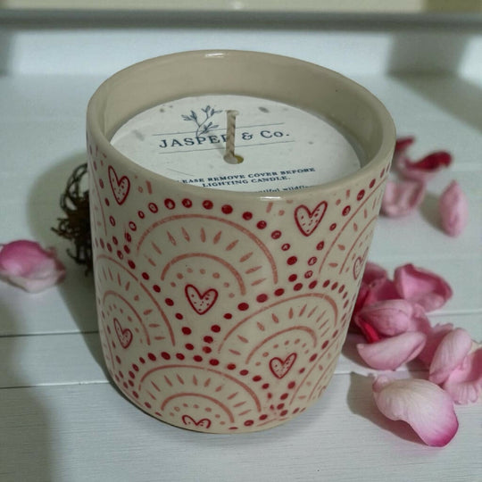 Hearts Stoneware Essential Oil Candle