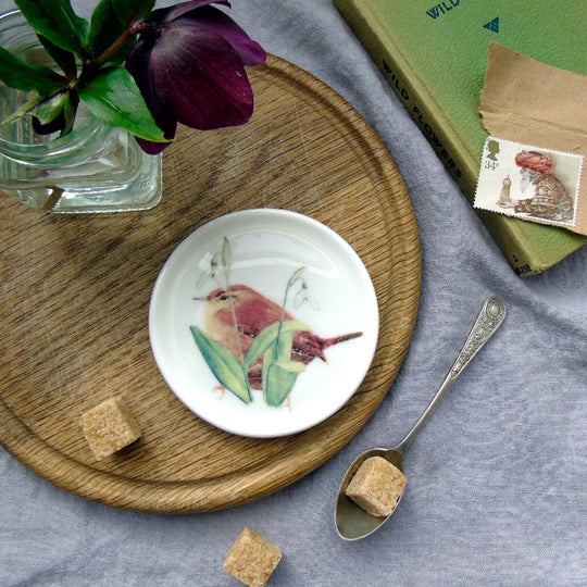Wren and Snowdrops Fine Bone China Coaster