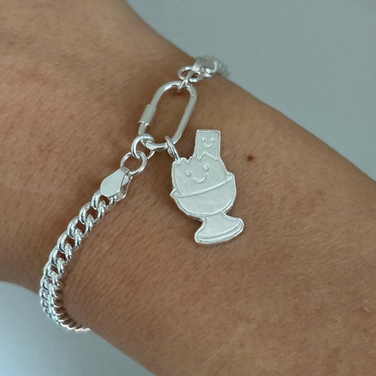 Silver Dippy Egg Charm Bracelet