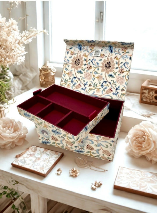 Handmade Evenlode Jewellery Box | William Morris Fabric Organiser with Magnetic Closure