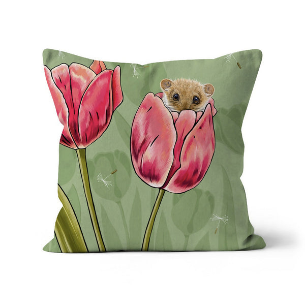 Dormouse and Tulips Cushion