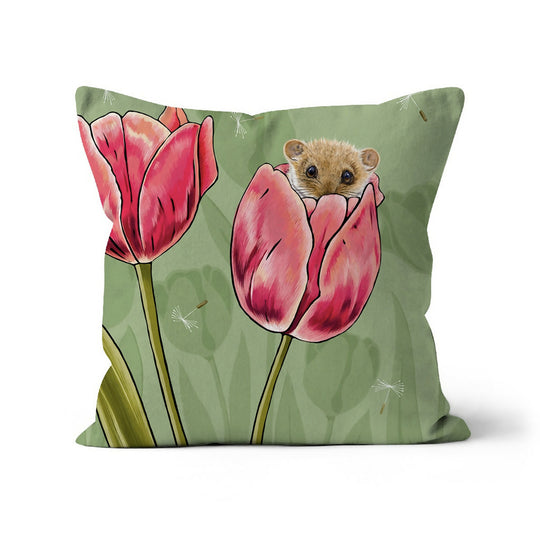 Dormouse and Tulips Cushion