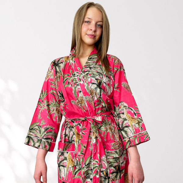 Giraffe Print 100% Cotton Dressing Gown