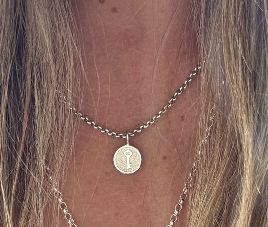 Sterling Silver Key Charm Necklace