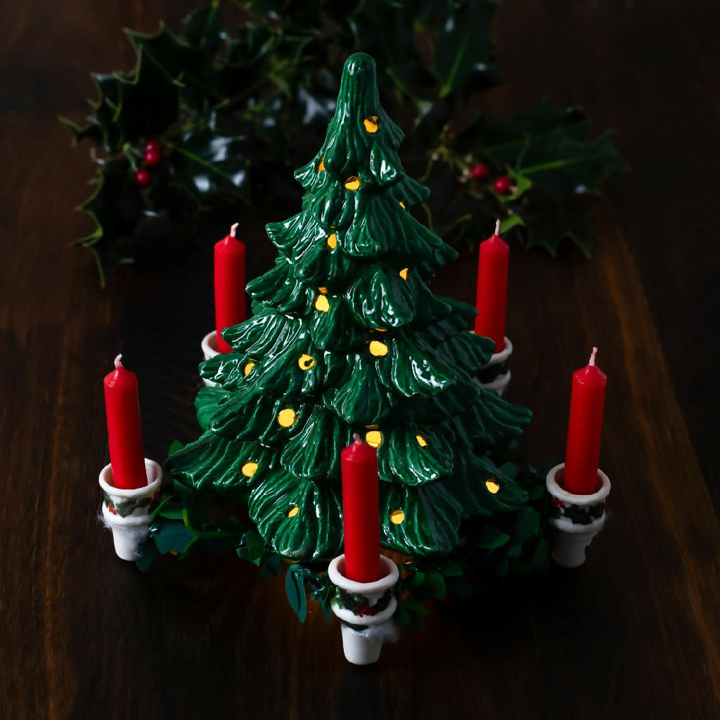 8” Christmas Tree with Separate Star Candle Base