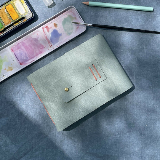 Leather Watercolour Sketchbook: Duck Egg, A6 small