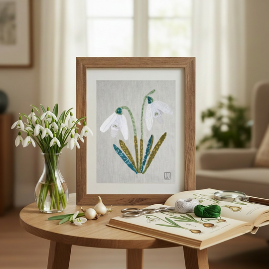 Raw Edge Appliqué Stitch Kit - Snowdrops