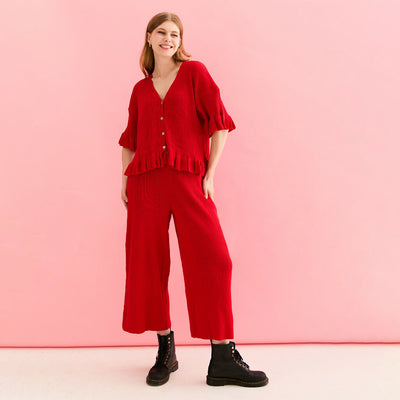 Marlow Cardigan and Martha Trouser_Red_S1