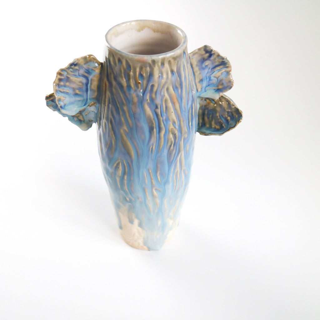 Stoneware Clay Vase in Ripple Design