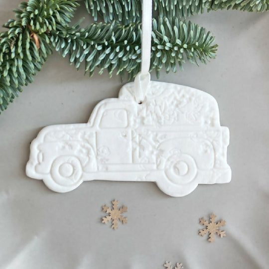 Porcelain Christmas Truck Decoration