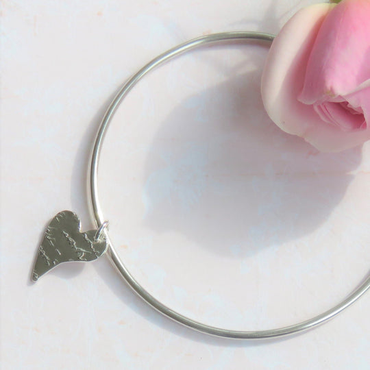 Handwritten Heart Charm Bangle