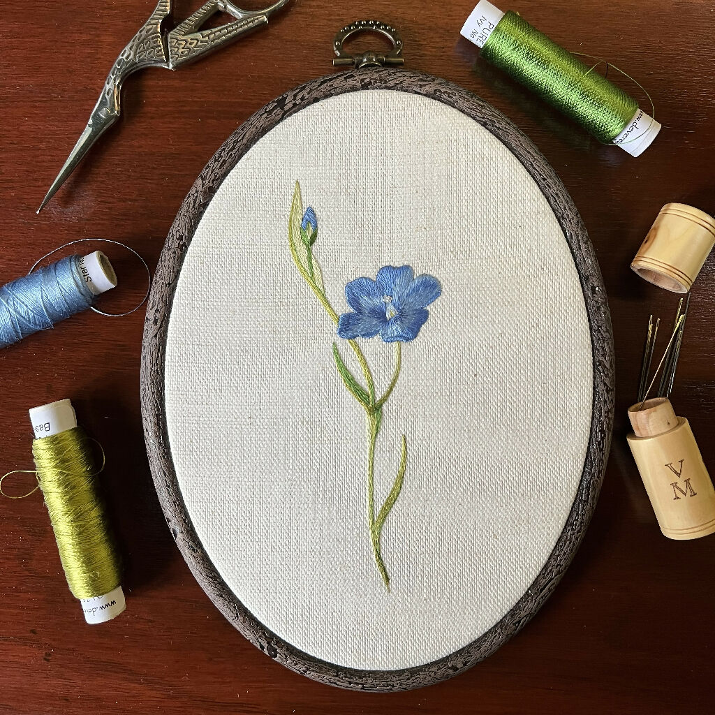 Flax Flower Silk Shading Embroidery Kit