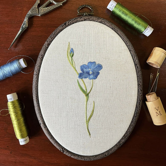 Flax Flower Silk Shading Embroidery Kit