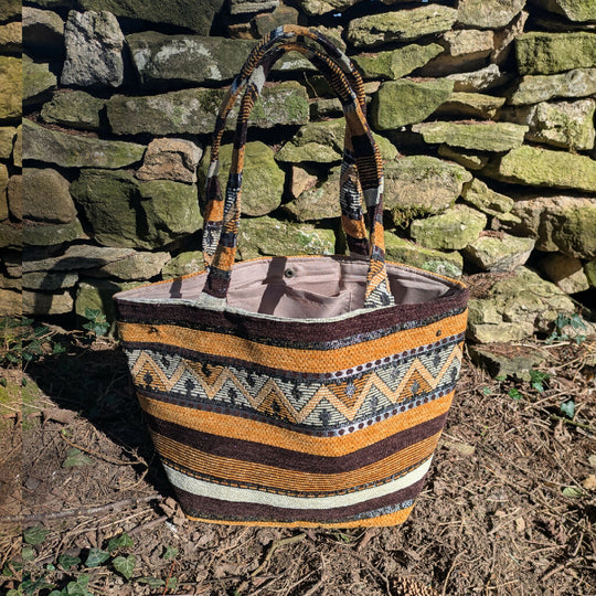 The Nador Small Expandable Fabric Tote in Yellow
