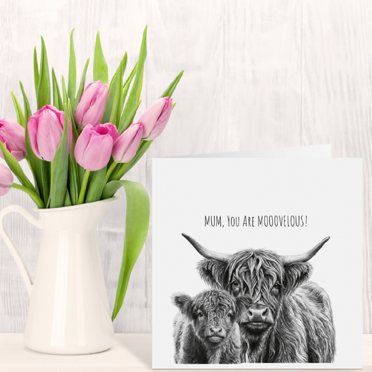 Mum You’re Moo-velous Mother’s Day Card – Highland Cow & Calf