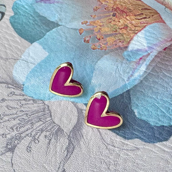 Hearts Earrings | Fuchsia