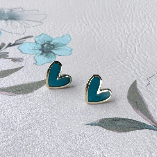 Hearts Earrings | Teal