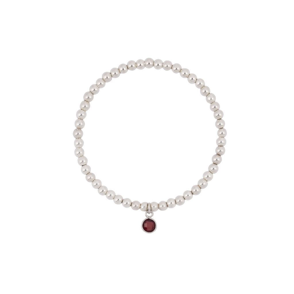 Garnet Sterling Silver Birthstone Bracelet