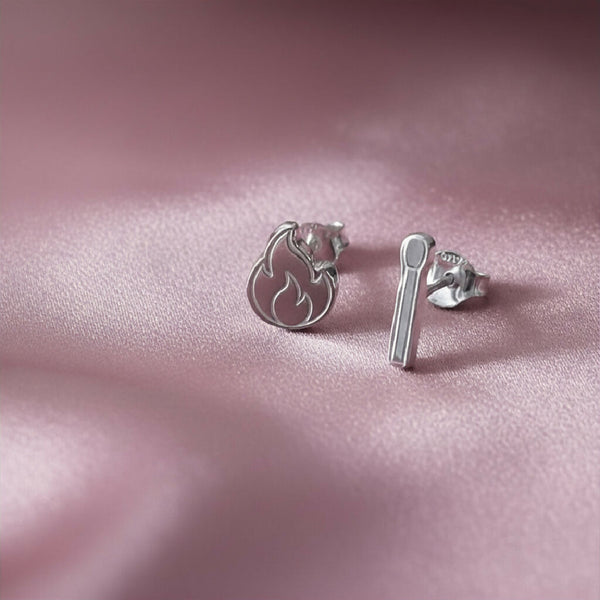Silver flame stud and silver match stud