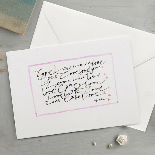 'Love, Love, Love... You' Hand Painted Printed Keepsake Card