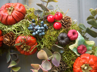 Autumn Pumpkin and Pod Wreath