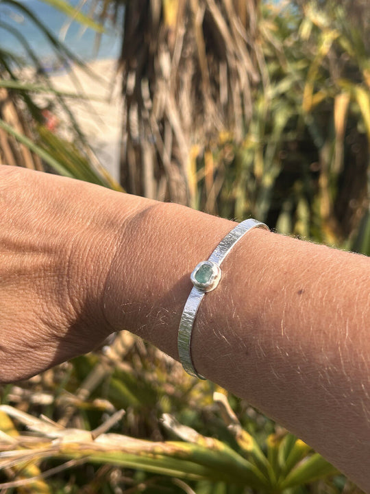 Turquoise Seaglass cuff bracelet