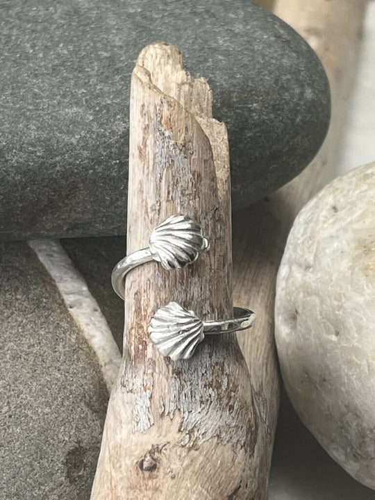 Adjustable Silver Ocean Shell Ring