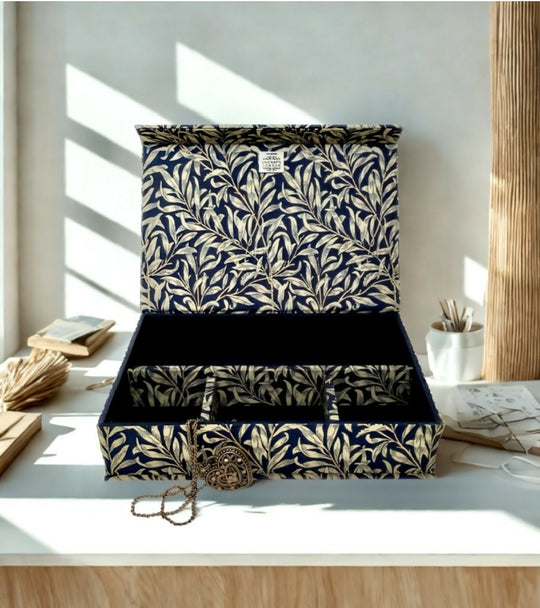Handmade Black Willow Box | William Morris Fabric Organiser