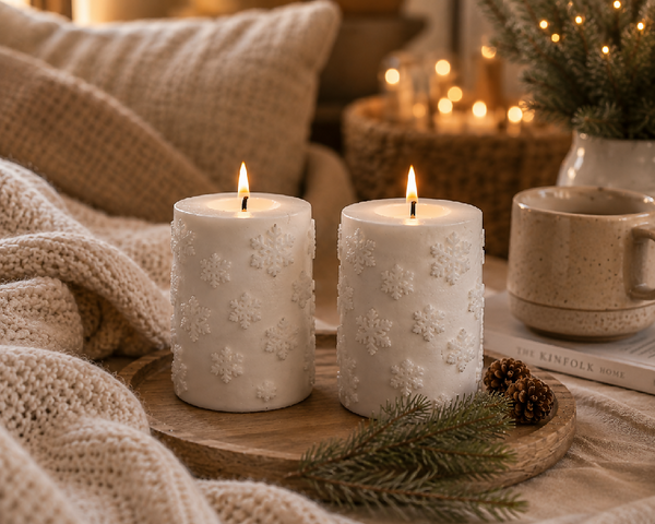 Snowflake Sensation Scented Sculptured Candle Pair