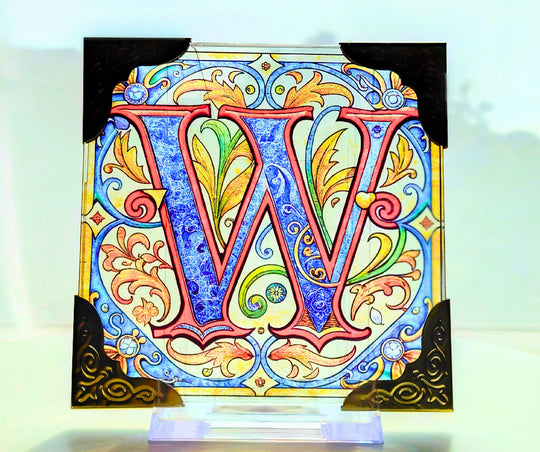 Medieval Inspired Initial Glass Tile