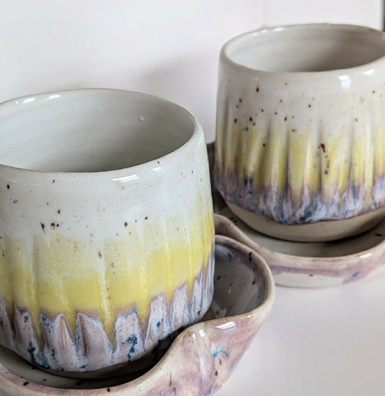 ESPRESSO SET of 2 cups and saucers - Spring Awakening