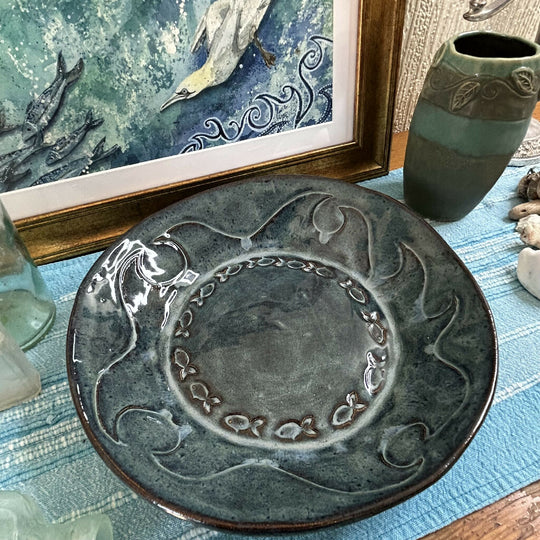Shoreline Fruit Bowl - fish 'and waves design