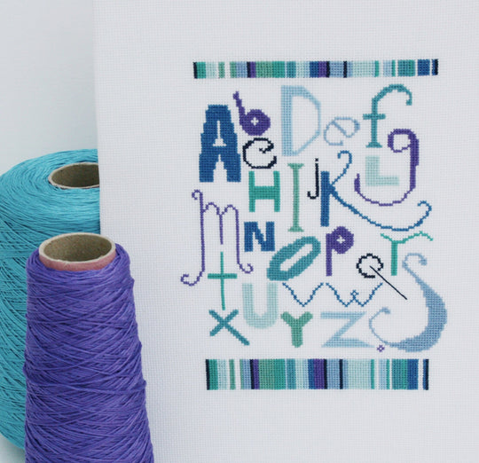 Blue Alphabet Sampler Cross Stitch Kit